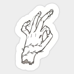 Ancient Okay Hand in Black and White Sticker